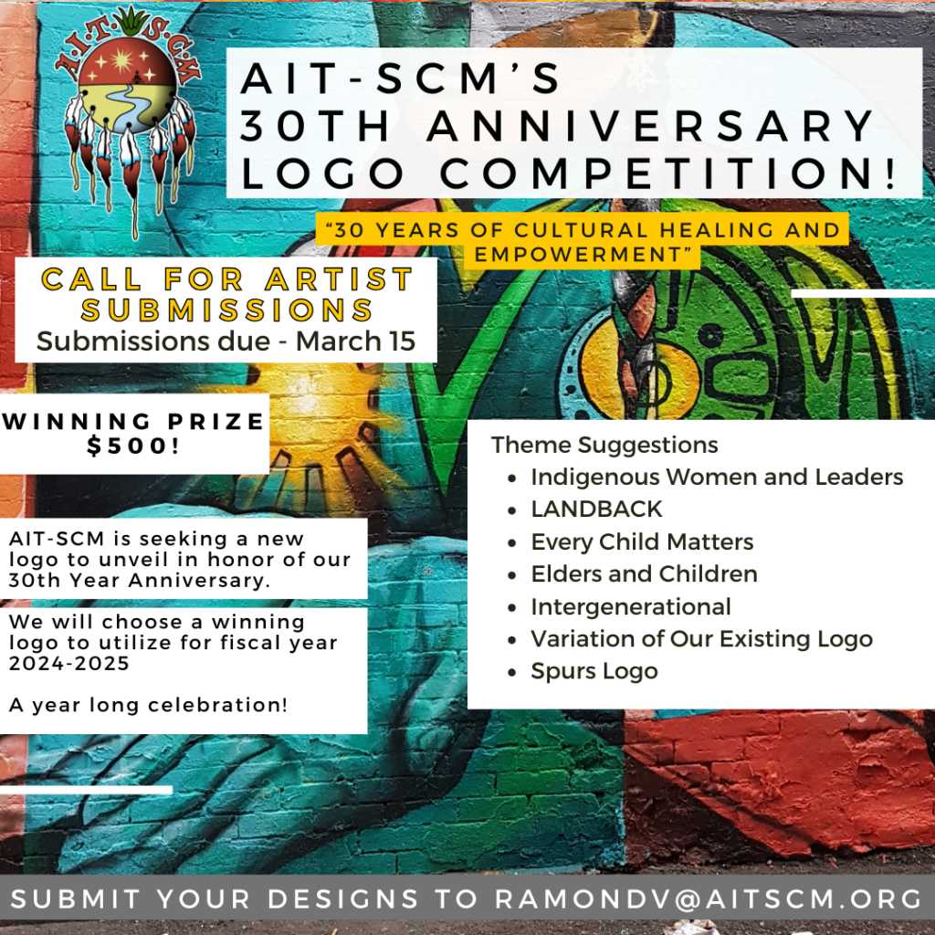 AIT-SCM Logo Competition announcement in from of graffiti art wall